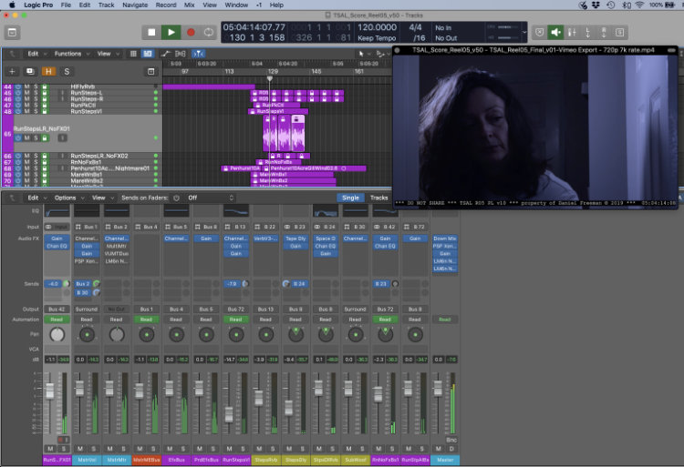 A screenshot of the final audio post file for reel 5 of the feature film The Silence After Life